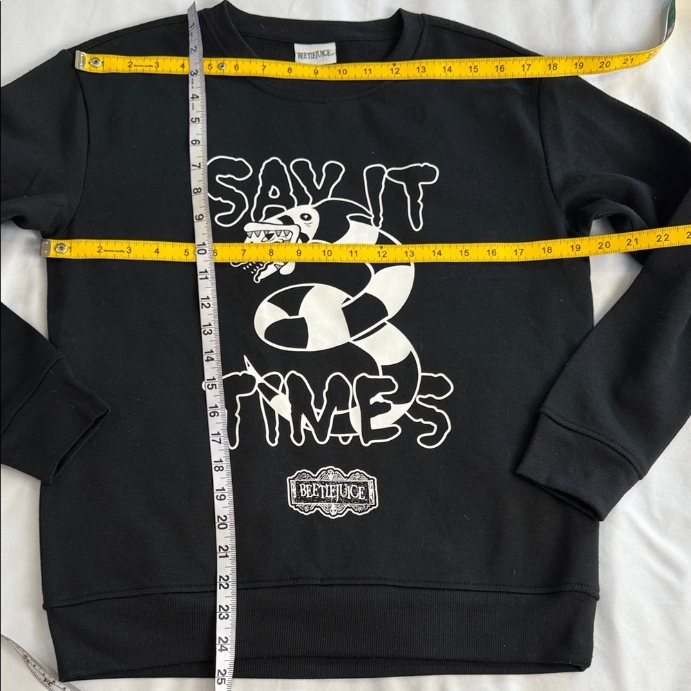 Beetlejuice Sweatshirt Say It 3 Times Snake Graphic Warner Bros Black S NWT - Picture 8 of 12